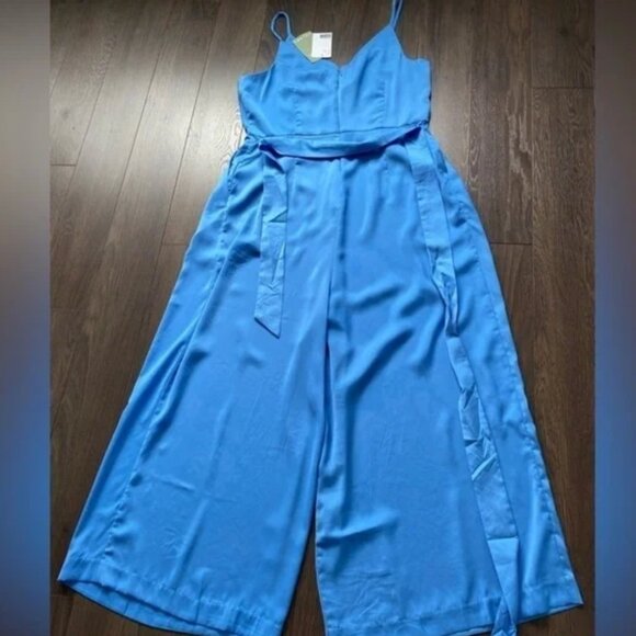 H&M Satin Effect Blue Wide Leg Jumpsuit - Picture 10 of 17